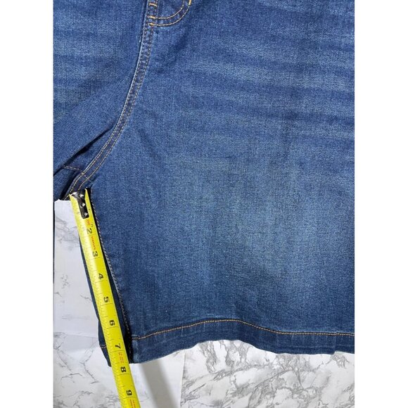 NWT Terra & Sky Womens Plus Size Denim Pull On Bermuda Shorts 4X Dark Wash - Picture 5 of 8
